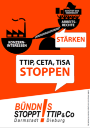 Plakate zu TTIP und Co. in Darmstadt